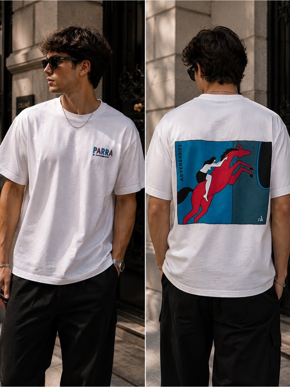 🤍 Parra White Logo Graphic T-Shirt size Xl